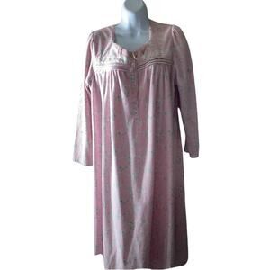 Earth Angels Night Dress Womens Size M Long Sleeve Fleece Nightwear Comfy Casual